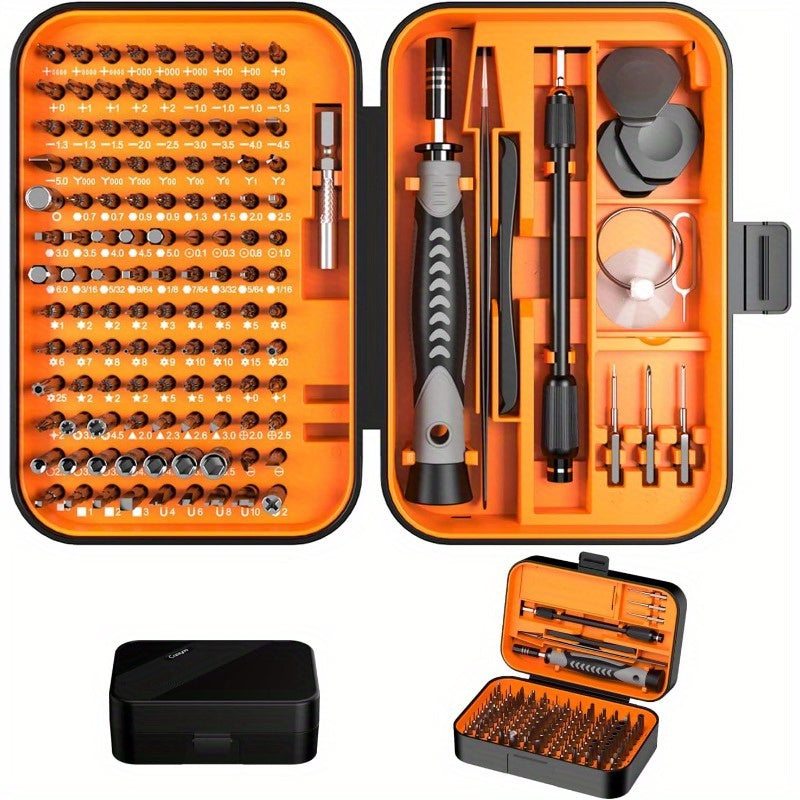 150 IN 1 Precision Screwdriver Set 120 Bits Full Range Small Screwdriver Set Magnetic Mini Repair Tool Kit for Ring Doorbell Laptop Switch PS5 Xbox Macbook iPhone Watch Glasses - Orange