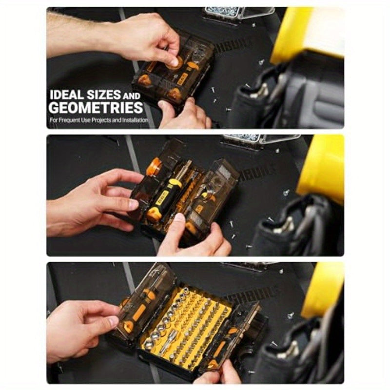 78pcs Heavy-Duty Ratcheting Screwdriver & Socket Wrench Set with Magnetic Tips, Ratchet Mechanism, Double-Layer Case - All-in-One Tool Kit for Automotive, Electronics, Bike, Computer, Home, Professional & DIY Repairs - No Power Required, Durable
