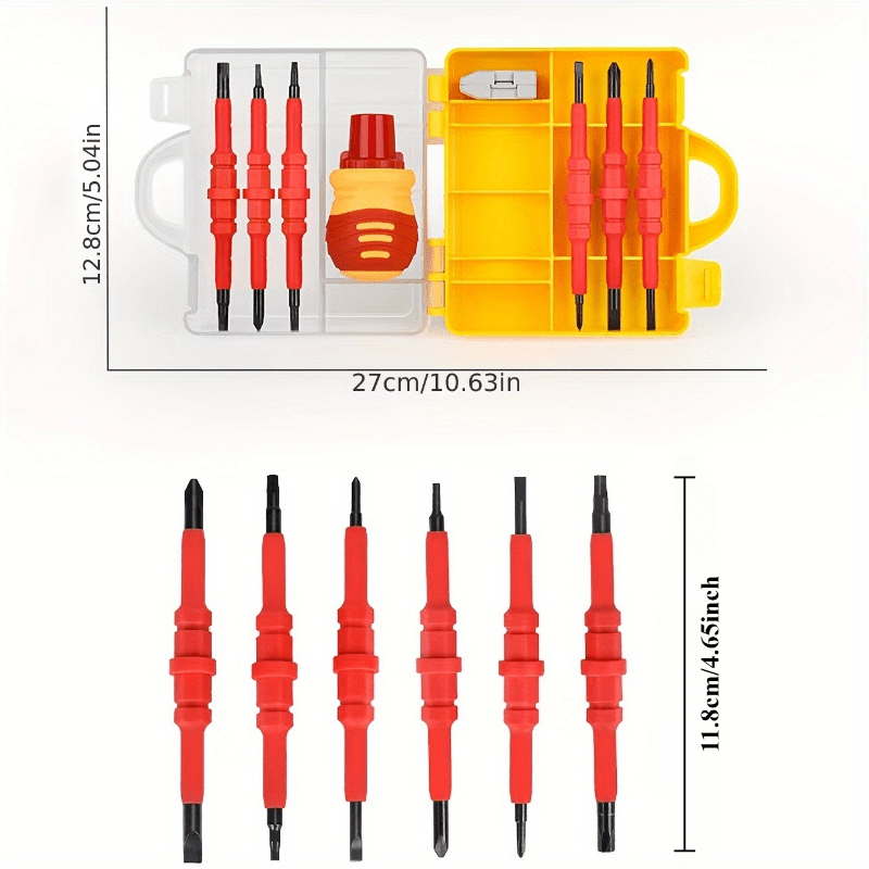 [Portable Screwdriver] 14-in-1 Portable Electrician Screwdriver Set with Ratchet Handle | Metal, Multi-Functional Repair Tools for Electrical Work, Includes Phillips, Flathead, and Torx Heads, Compact Design for Easy Storage