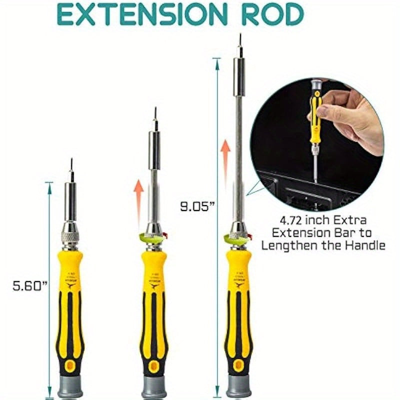 46 in 1 Precision Electronic Screwdriver Set R'deer Magnetic Professional Repair Tools Kit with Extension Bar and Tweezers
