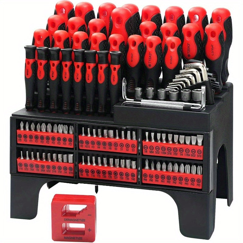 130-in-1 Precision Screwdriver Set with Magnetic Tips & Ergonomic Grip - Heavy-Duty All-in-One Electronics Repair Kit with Torx, Phillips, Flathead Bits, S2, H1, JIS, Phillips/Flat/Hex/Trivalent Bits - Compatible with Computer, Phone, Tablet, Watch, Game