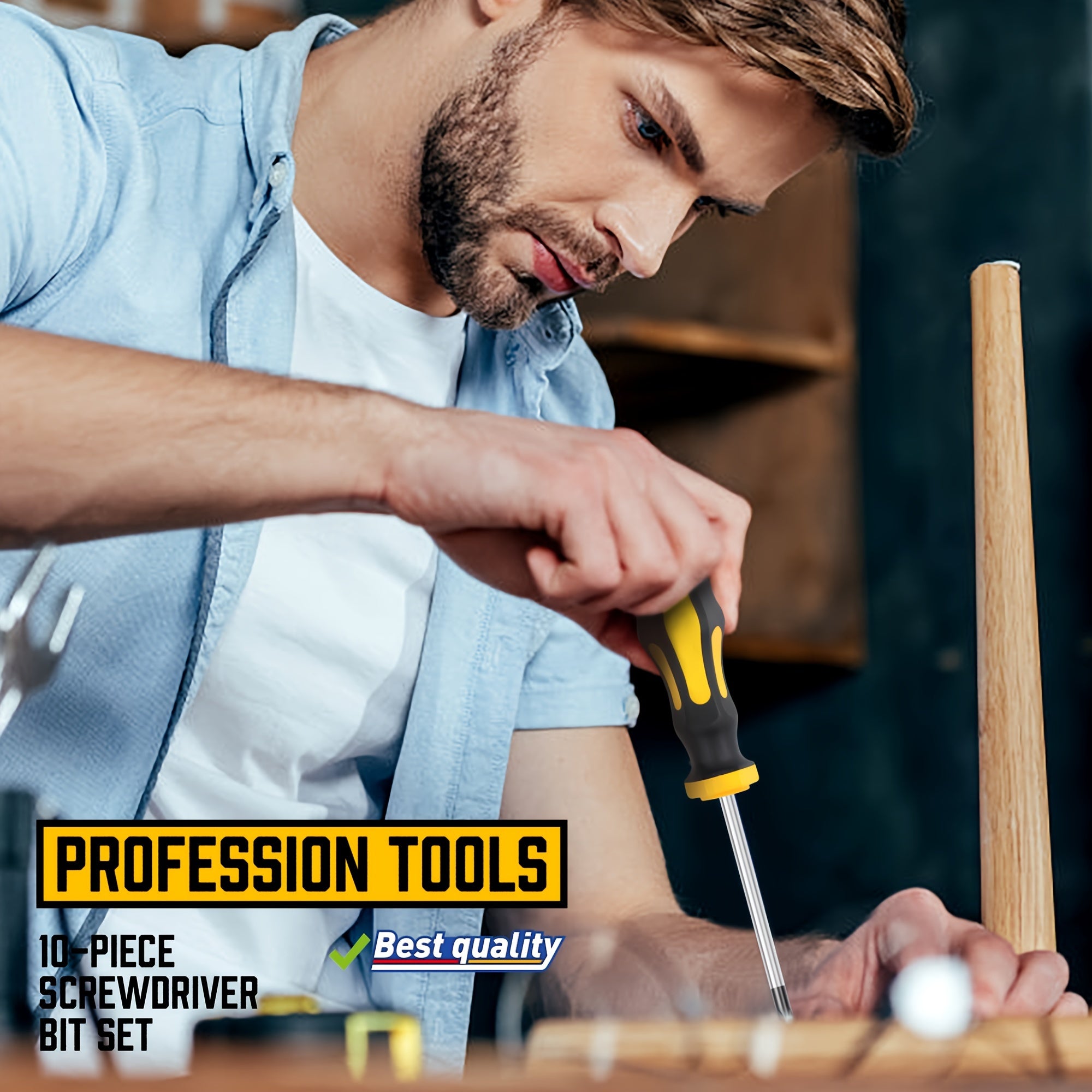12pcs Professional Magnetic Screwdriver Set with 5 Phillips & 5 Slotted Tips, 2 Key Screwdrivers, Ergonomic Cushion Handle, Durable Steel, Ideal for Electrical, Carpentry, and Manual Work - No Assembly Required, Screwdrivers for Repai
