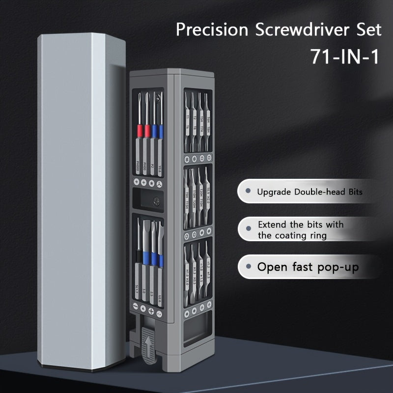 71-In-1 Precision Screwdriver Set, Double-side Bits Kits, Multifunction Magnetic Mini Screw Driver Repair Tool Kit, For Electronics Computer Eyeglass Phone Watches PC Gamesole