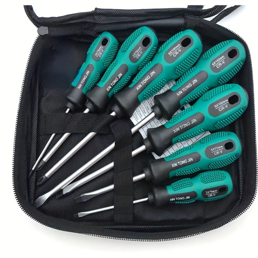Professional Magnetic Screwdriver Set with Cushion Grip & Non-Slip Handle - 5 Flat Head & 4 Phillips Tips, Ergonomic Tool Kit with Magnetic Tips for Electronics Repair, DIY Crafts, Home Improvement - Durable & Precise Screwdriver Set, Precision Tools,