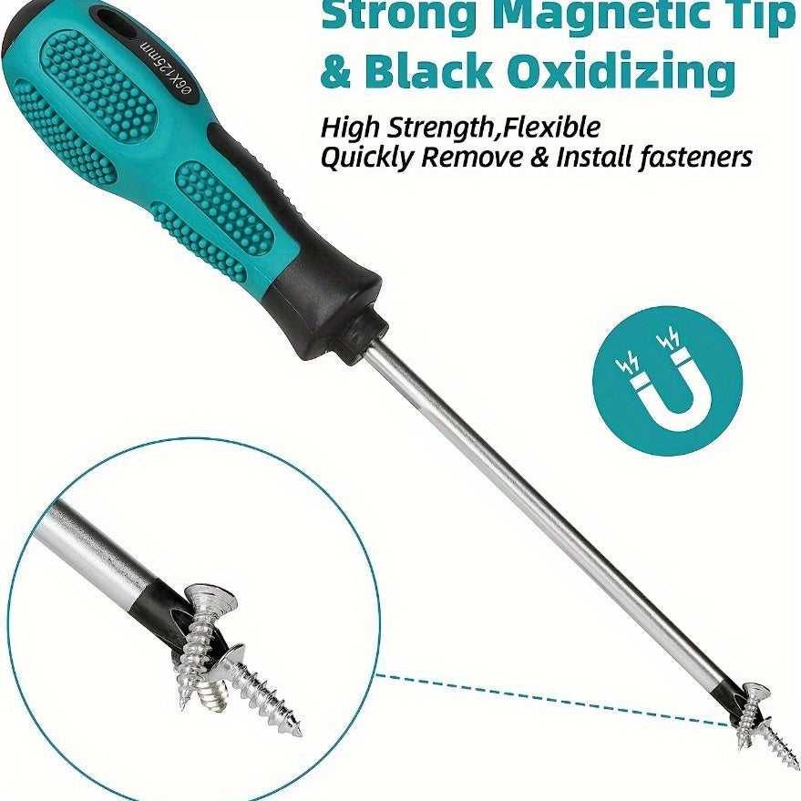 Professional Magnetic Screwdriver Set with Cushion Grip & Non-Slip Handle - 5 Flat Head & 4 Phillips Tips, Ergonomic Tool Kit with Magnetic Tips for Electronics Repair, DIY Crafts, Home Improvement - Durable & Precise Screwdriver Set, Precision Tools,