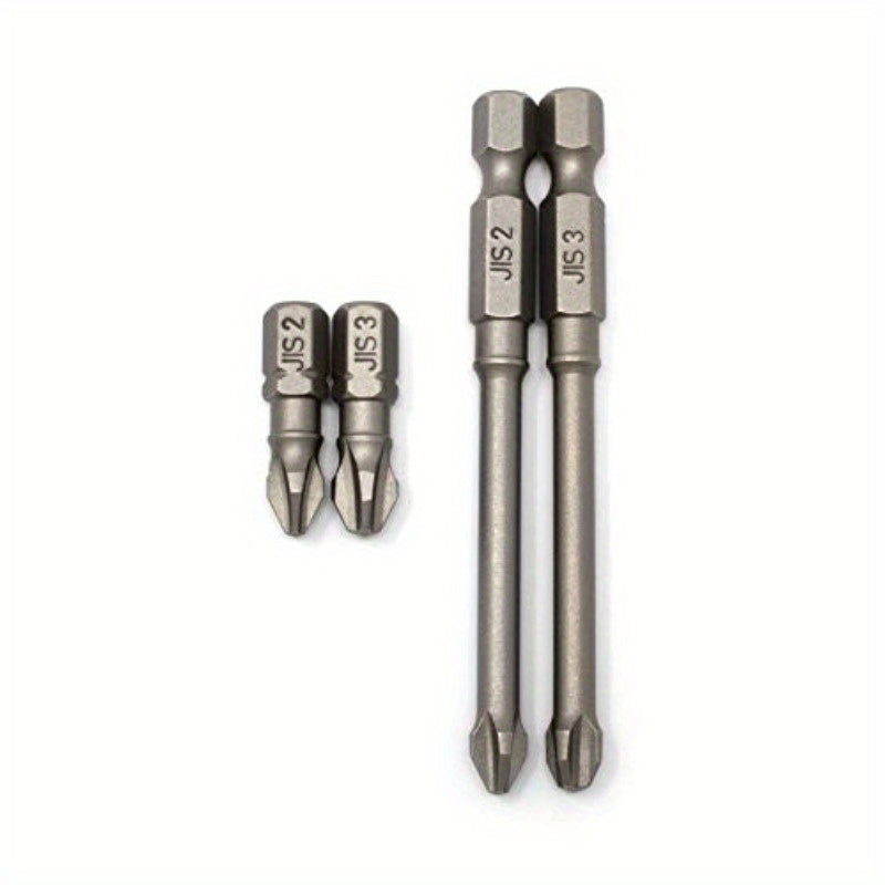 7pcs JIS Japanese Industrial Standard Driver Set with #1 #2 #3 Screwdrivers & Short/Long Bits (1/4" Drive) - Heavy-Duty Chrome Vanadium Steel & S2 Steel Construction, Magnetic Impact-Resistant Bits for Professional Mechanics, DIY, Vintage Machinery &