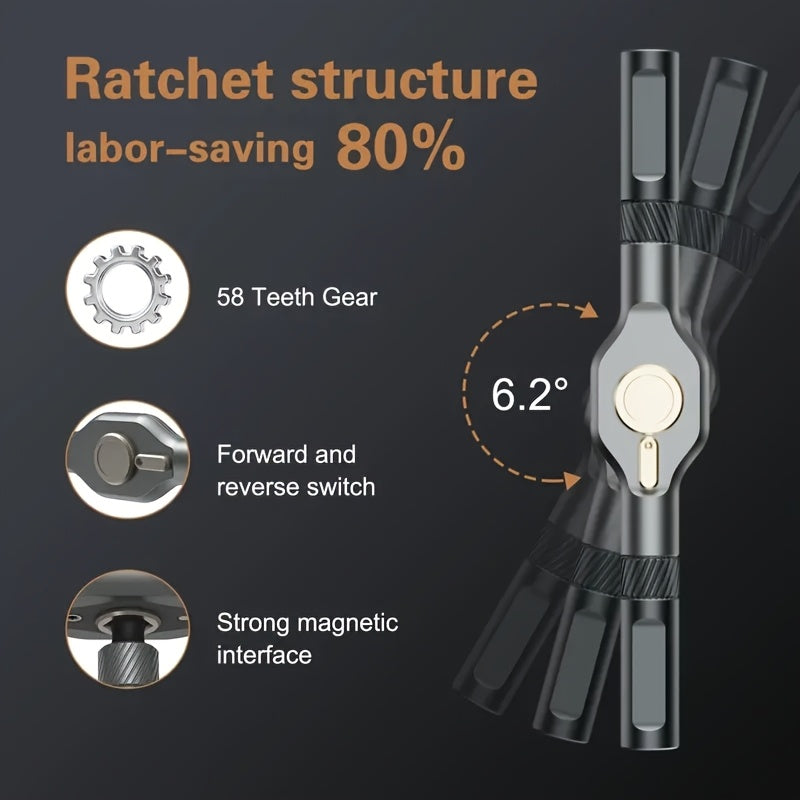 24-in-1 Magnetic Screwdriver Set with S2 Steel Bits & Detachable T-Shaped Ratchet Handle - Multi-Functional Tool Kit for Office, Home Renovation, and Camping DIY, Black Metal Case, Includes Hex, Flat, and Phillips Screwdrivers, Screwdriver Set, Home