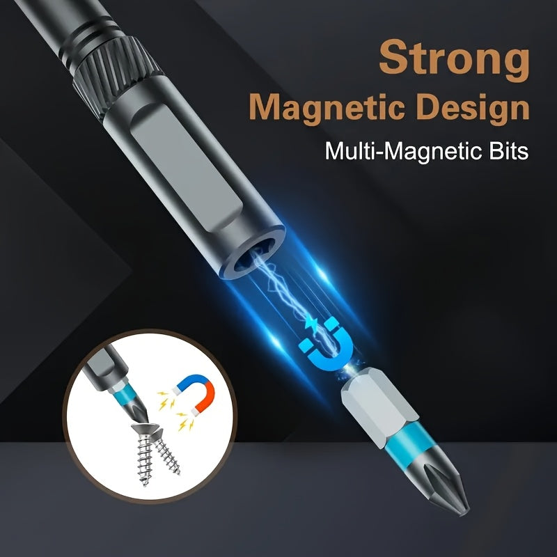 24-in-1 Magnetic Screwdriver Set with S2 Steel Bits & Detachable T-Shaped Ratchet Handle - Multi-Functional Tool Kit for Office, Home Renovation, and Camping DIY, Black Metal Case, Includes Hex, Flat, and Phillips Screwdrivers, Screwdriver Set, Home