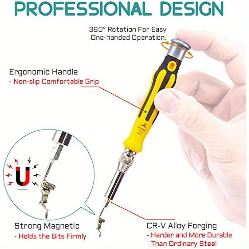 46 in 1 Precision Electronic Screwdriver Set R'deer Magnetic Professional Repair Tools Kit with Extension Bar and Tweezers