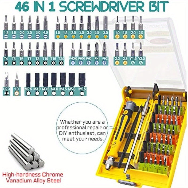 46 in 1 Precision Electronic Screwdriver Set R'deer Magnetic Professional Repair Tools Kit with Extension Bar and Tweezers