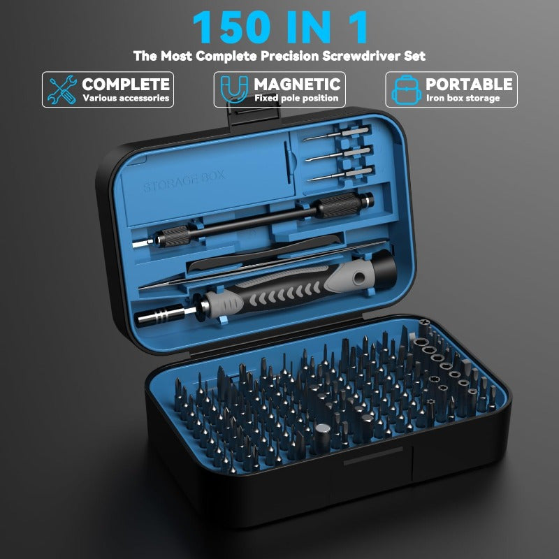 150 IN 1 Precision Screwdriver Set 120 Bits Full Range Small Screwdriver Set Magnetic Mini Repair Tool Kit for Ring Doorbell Laptop Switch PS5 Xbox Macbook iPhone Watch Glasses - Navy Blue