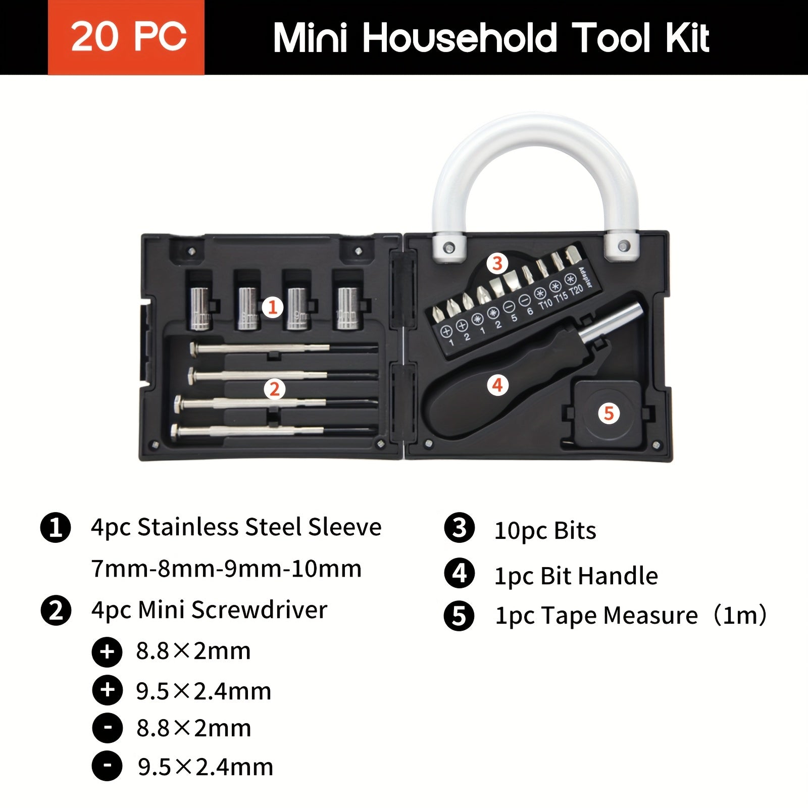 Mini Multifunctional Household Tool Box for Women, Portable Manual Repair Tool Set with Screwdrivers, Sleeve, Pliers & More - Ideal for DIY Projects - Suitable for Dormitory, Office, College, Apartments, No Electricity Required