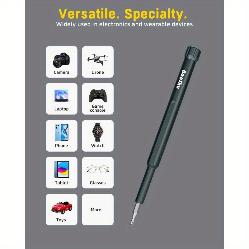 All-in-One Precision Screwdriver Set with Magnetic Tips - Heavy-Duty Metal Construction, Ergonomic Grip & Compact Case - Phillips, Flat, Torx, Tri-Point, Pozidry, Slotted, Phillips #000 - for Electronics, Jewelry, Automotive, Home, DIY, Professional &