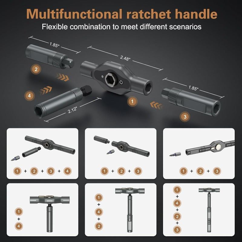 24in 1 Magnetic Screwdriver Set, DIY Ratchet Screwdriver Set, Multi Bit Magnetic Drive Set with Detachable Ratchet Handle, Portable Precision Repair Tool Kit for Funiture Computer Bicycle