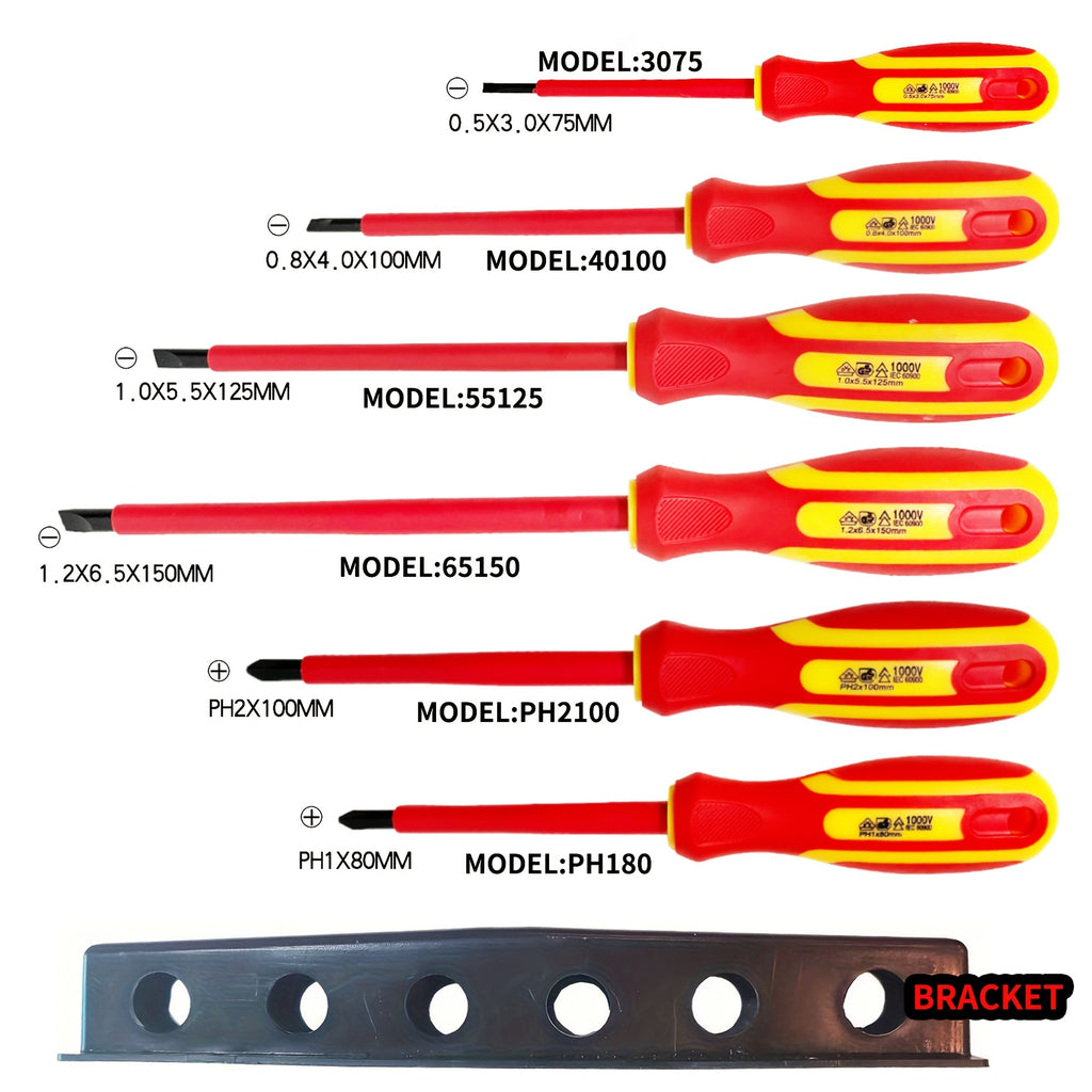 Magnetic Screwdriver Set of 6, 2 Phillips And 4 Slotted Heads, Professional Non-Slip Grip Screwdriver Set with Magnetic Screwdriver Bits And Wall Mount. Great Gift!