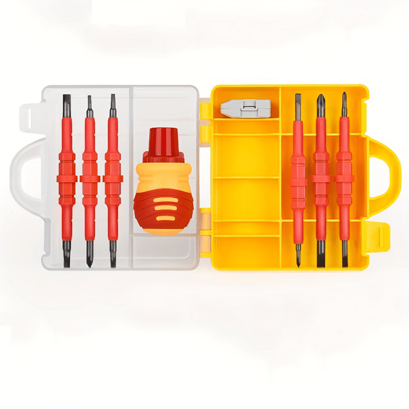 14-in-1 Portable Electrician Screwdriver Set with Ratchet Handle - Metal, Multi-Functional Repair Tools for Electrical Work, Includes Phillips, Flathead, and Torx Heads, Compact Design for Easy Storage, Compact Screwdriver Se, No electricity
