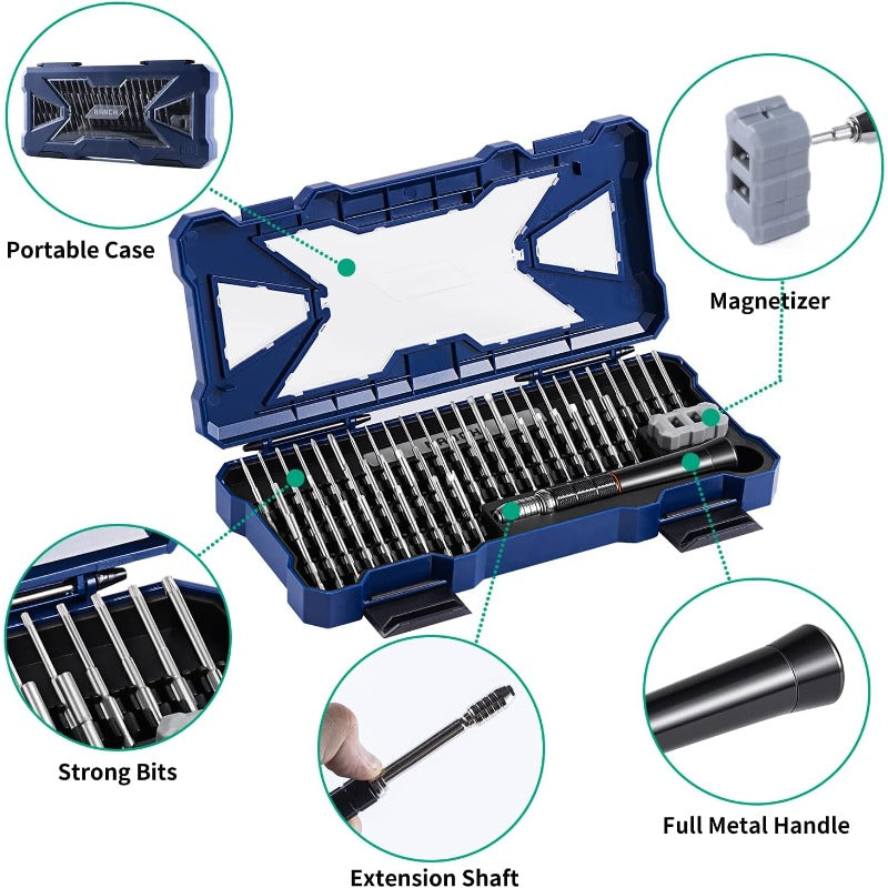 55-in-1 Precision Screwdriver Set with Magnetic Tips & Ergonomic Non-Slip Grip - Heavy-Duty Magnetic Driver, Compact Case for Electronics Repair, Watch, Computer, Jewelry, Smartphone, Tablet, Camera, Gaming Console - Professional & DIY Tool Kit for