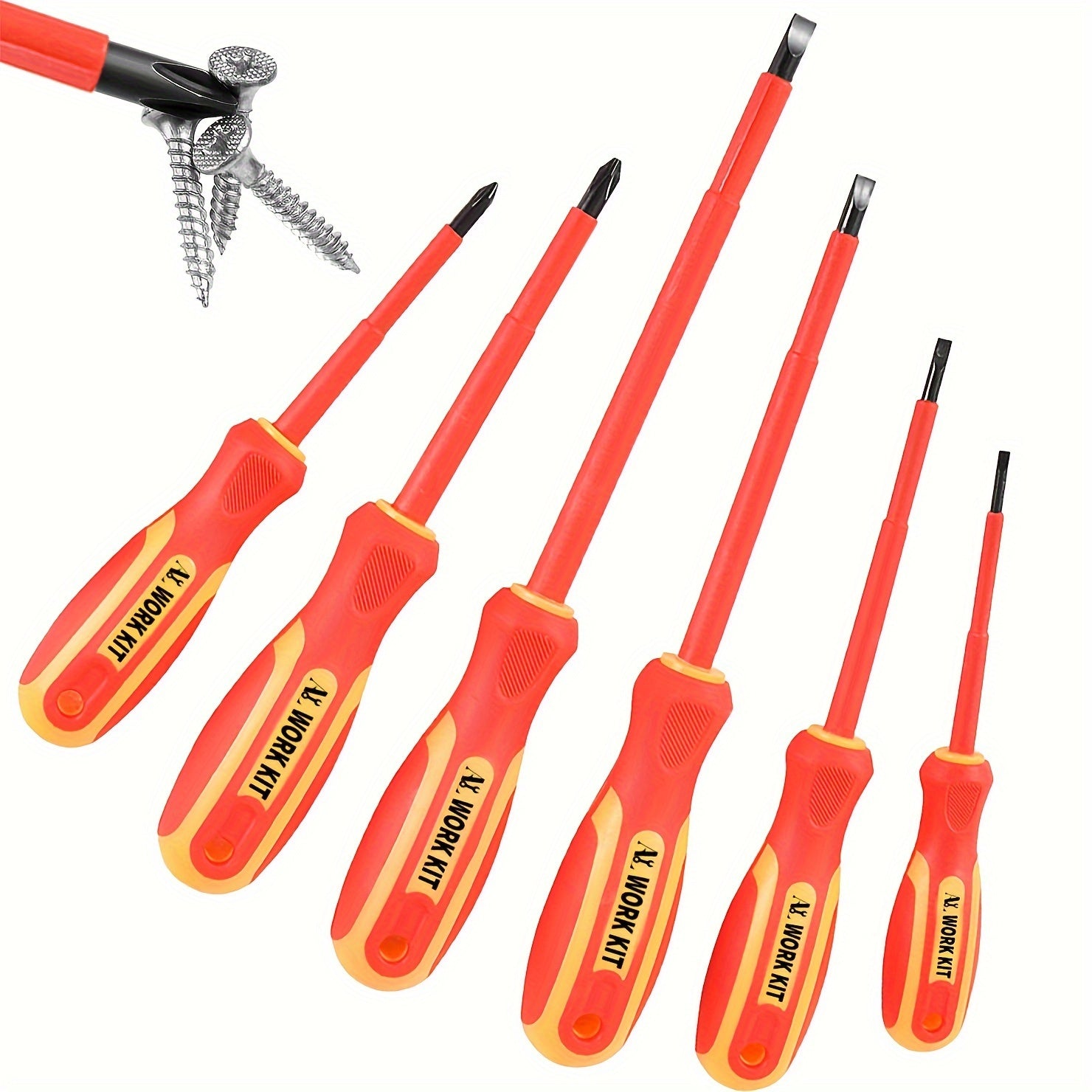 Magnetic Screwdriver Set of 6, 2 Phillips And 4 Slotted Heads, Professional Non-Slip Grip Screwdriver Set with Magnetic Screwdriver Bits And Wall Mount. Great Gift!