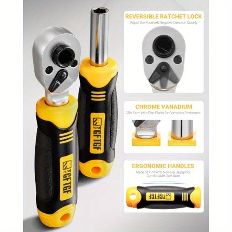 78pcs Heavy-Duty Ratcheting Screwdriver & Socket Wrench Set with Magnetic Tips, Ratchet Mechanism, Double-Layer Case - All-in-One Tool Kit for Automotive, Electronics, Bike, Computer, Home, Professional & DIY Repairs - No Power Required, Durable