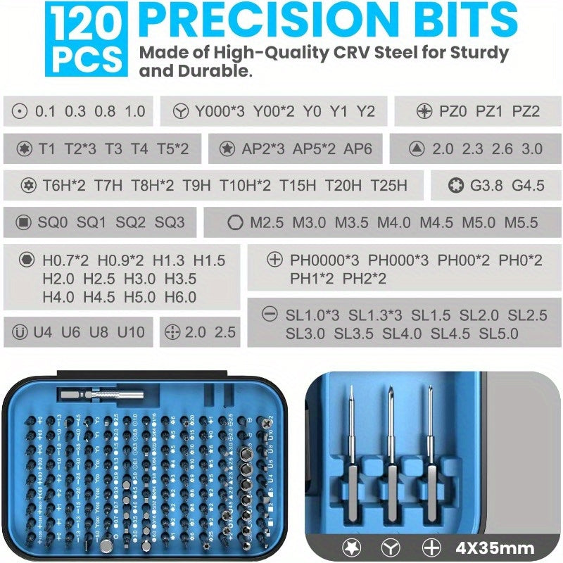 150 IN 1 Precision Screwdriver Set 120 Bits Full Range Small Screwdriver Set Magnetic Mini Repair Tool Kit for Ring Doorbell Laptop Switch PS5 Xbox Macbook iPhone Watch Glasses - Navy Blue
