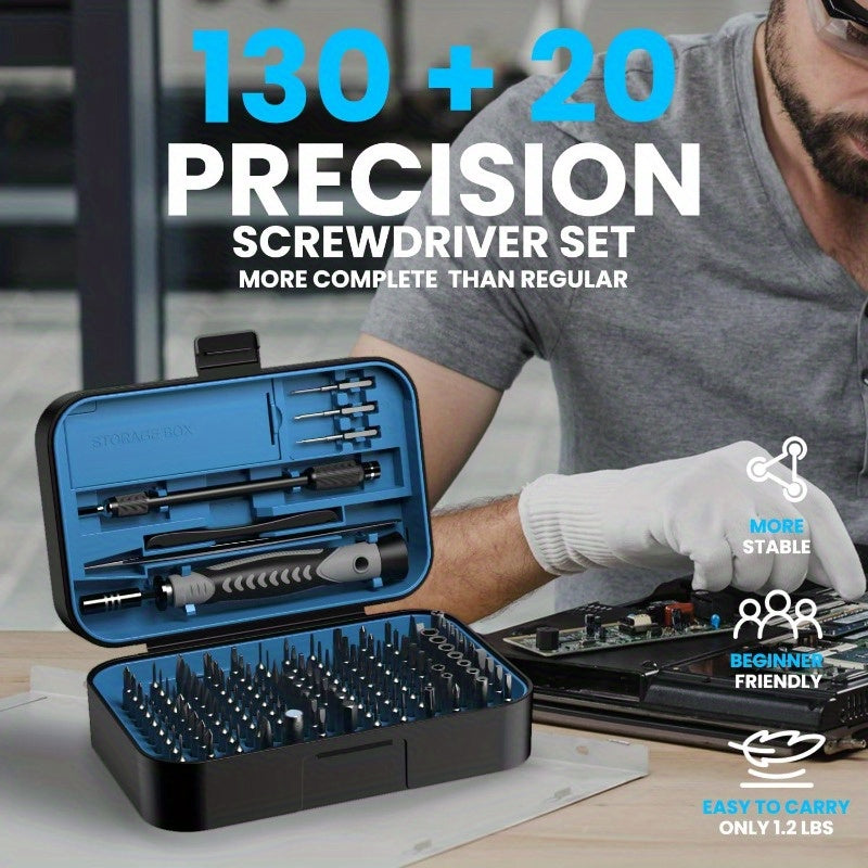 150 IN 1 Precision Screwdriver Set 120 Bits Full Range Small Screwdriver Set Magnetic Mini Repair Tool Kit for Ring Doorbell Laptop Switch PS5 Xbox Macbook iPhone Watch Glasses - Navy Blue