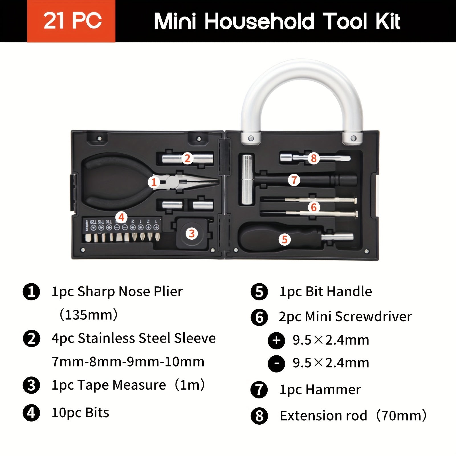 Mini Multifunctional Household Tool Box for Women, Portable Manual Repair Tool Set with Screwdrivers, Sleeve, Pliers & More - Ideal for DIY Projects - Suitable for Dormitory, Office, College, Apartments, No Electricity Required