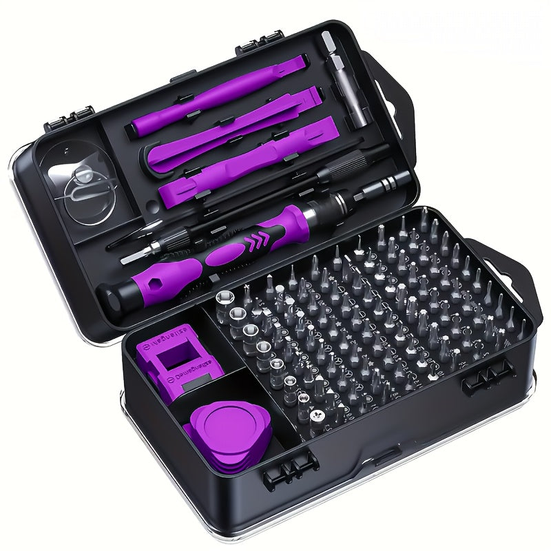 Professional Grade 114pcs Screwdriver Set with Magnetic Bits - High Hardness, Versatile Drill Bits, Hexagonal Head Style, Portable Black Toolbox for Home, Office, and DIY Projects, Office Toolbox|Compact Toolbox|Magnetic Bits Holder, Screwdriver Set