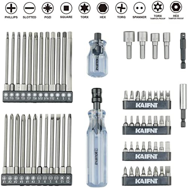 60pcs K460 Professional Screwdriver Bit Set with Acetate Ergonomic Non-Slip Handles & Quick-Change System - 4-Inch Heavy-Duty Power Bits, Impact-Resistant Case, S2 Alloy Steel Construction for Home, Automotive, Electronics Repair - Ideal for DIY &