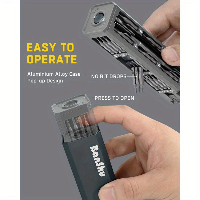 All-in-One Precision Screwdriver Set with Magnetic Tips - Heavy-Duty Metal Construction, Ergonomic Grip & Compact Case - Phillips, Flat, Torx, Tri-Point, Pozidry, Slotted, Phillips #000 - for Electronics, Jewelry, Automotive, Home, DIY, Professional &
