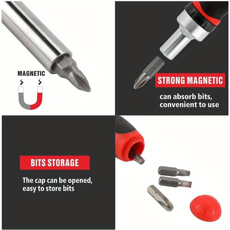 38pcs Heavy-Duty Magnetic Ratcheting Screwdriver & Socket Set with T-Handle Ratchet, Sockets & Bits - All-in-One Mechanic'S Tool Kit for Home, Car, Motorcycle, Bike Repair - Ergonomic Grip, Durable Construction, Portable Case Included (No Power Required)