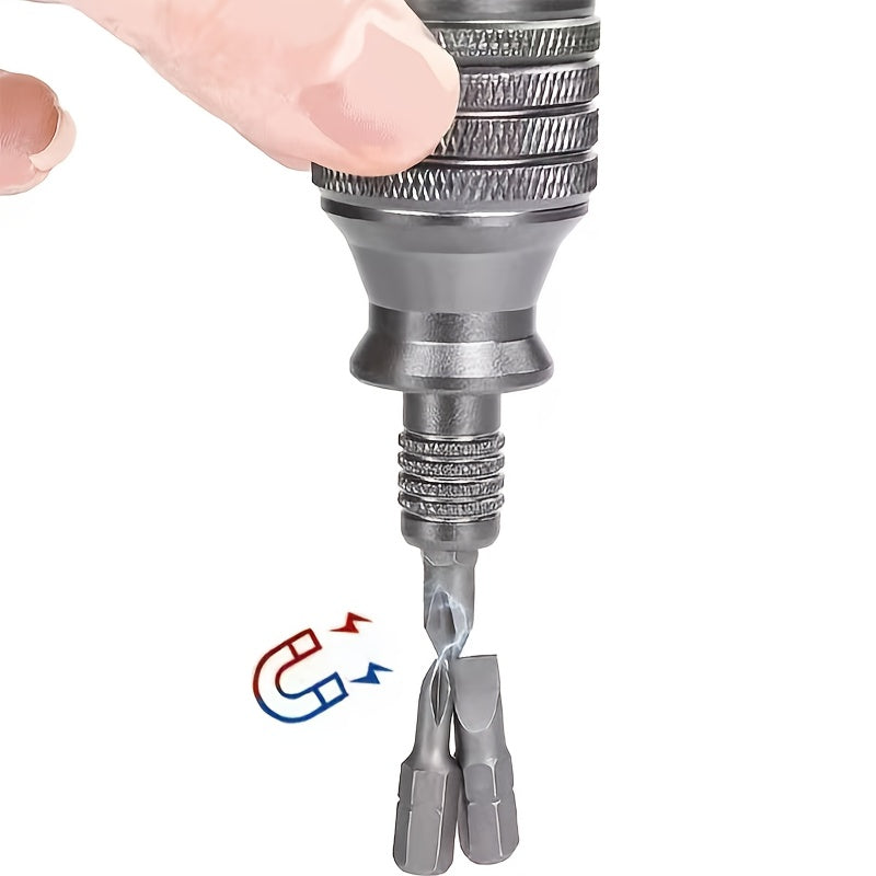 1pc 7-in-1 Multi-Head Screwdriver Set with Magnetic Tip Storage & Quick-Change Mechanism - Heavy-Duty All-Metal Construction, Compact & Portable Design for Home, Bike, Furniture Repairs - Waterproof & Rustproof Tool with Ergonomic Handle (No