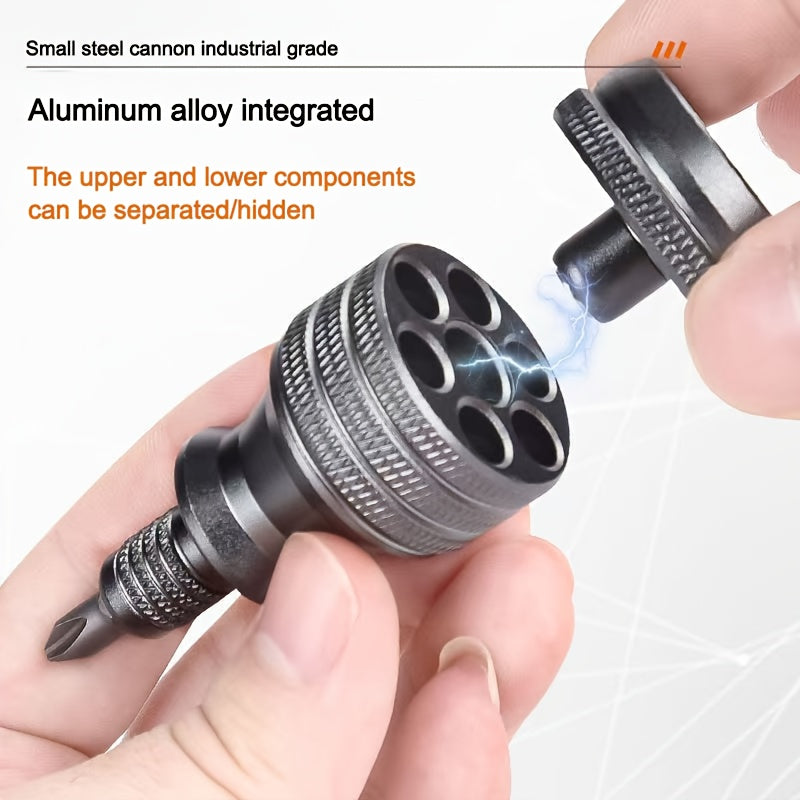 1pc 7-in-1 Multi-Head Screwdriver Set with Magnetic Tip Storage & Quick-Change Mechanism - Heavy-Duty All-Metal Construction, Compact & Portable Design for Home, Bike, Furniture Repairs - Waterproof & Rustproof Tool with Ergonomic Handle (No