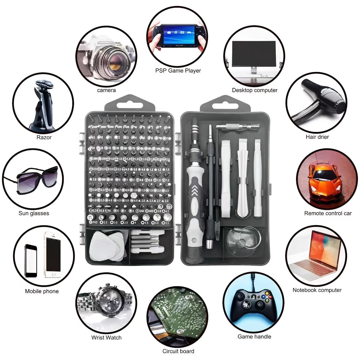 Professional Grade 114pcs Screwdriver Set with Magnetic Bits - High Hardness, Versatile Drill Bits, Hexagonal Head Style, Portable Black Toolbox for Home, Office, and DIY Projects, Office Toolbox|Compact Toolbox|Magnetic Bits Holder, Screwdriver Set