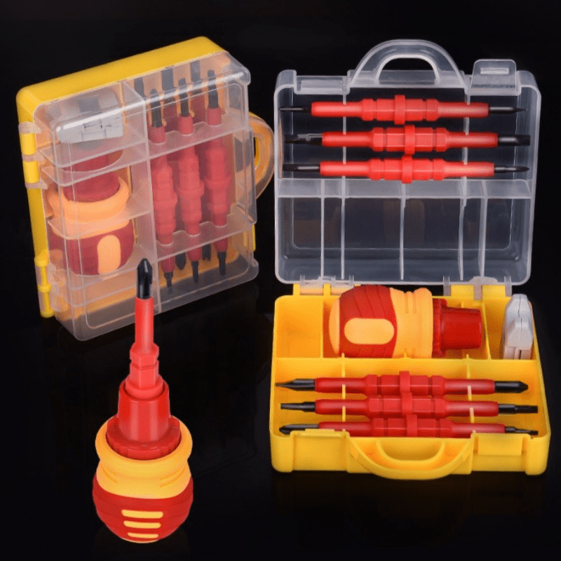 14-in-1 Portable Electrician Screwdriver Set with Ratchet Handle - Metal, Multi-Functional Repair Tools for Electrical Work, Includes Phillips, Flathead, and Torx Heads, Compact Design for Easy Storage, Compact Screwdriver Se, No electricity