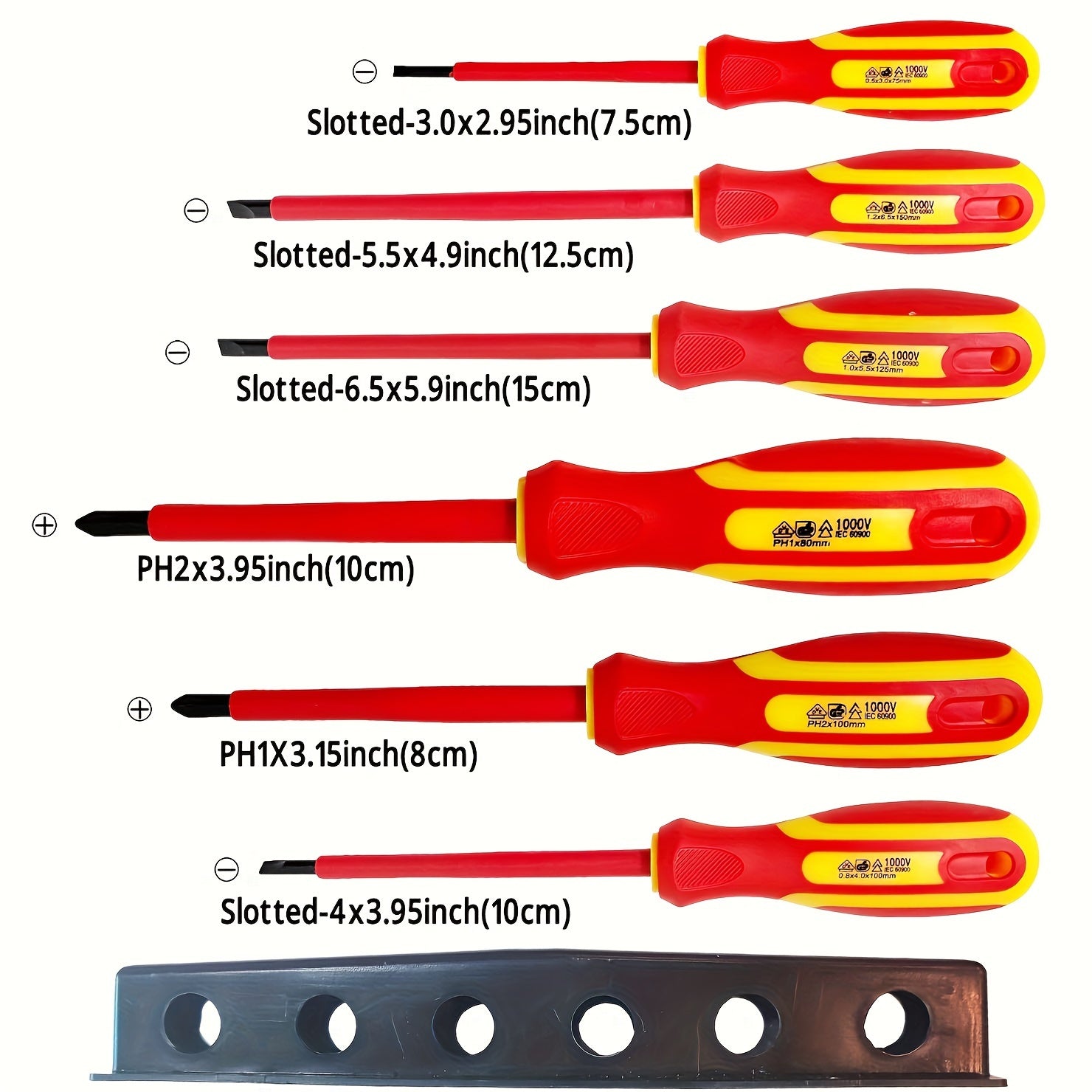 Magnetic Screwdriver Set of 6, 2 Phillips And 4 Slotted Heads, Professional Non-Slip Grip Screwdriver Set with Magnetic Screwdriver Bits And Wall Mount. Great Gift!