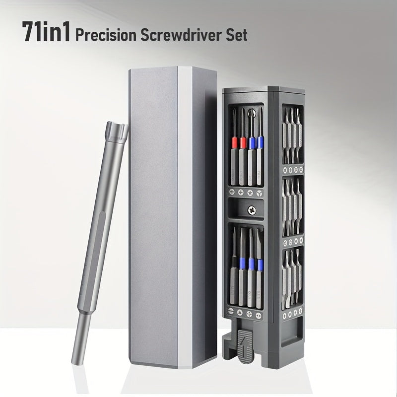 71-in-1 Precision Screwdriver Set with Magnetic Holder, Metal Construction, No Electricity Required, Perfect for Electronics, Computers, Glasses, Phones, Watches, PC Gaming Consoles
