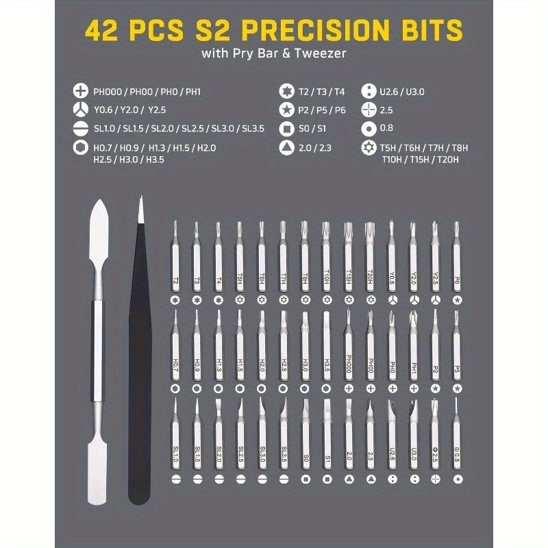 All-in-One Precision Screwdriver Set with Magnetic Tips - Heavy-Duty Metal Construction, Ergonomic Grip & Compact Case - Phillips, Flat, Torx, Tri-Point, Pozidry, Slotted, Phillips #000 - for Electronics, Jewelry, Automotive, Home, DIY, Professional &