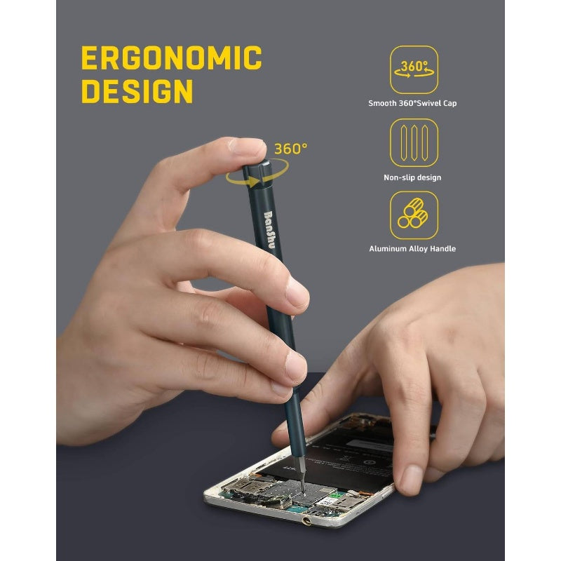 All-in-One Precision Screwdriver Set with Magnetic Tips - Heavy-Duty Metal Construction, Ergonomic Grip & Compact Case - Phillips, Flat, Torx, Tri-Point, Pozidry, Slotted, Phillips #000 - for Electronics, Jewelry, Automotive, Home, DIY, Professional &