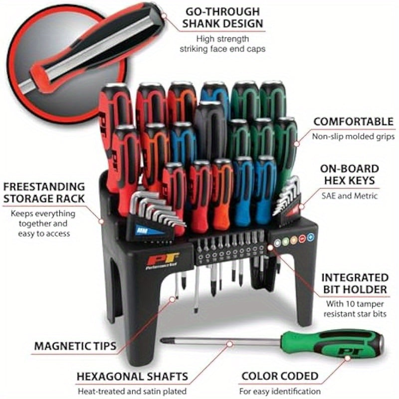 Performance Tool W1737 44pcs Go-Thru Screwdriver Set